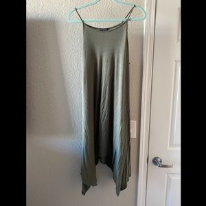 Olive green midi flowy dress